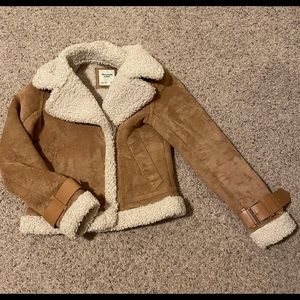 Abercrombie tan sherpa aviator jacket